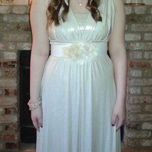 Floor-length Silver-gold Prom Dress